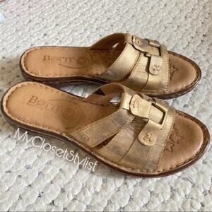 BORN Luxe Gold Metallic Leather Boho Sandals! 8 Excellent Near New!